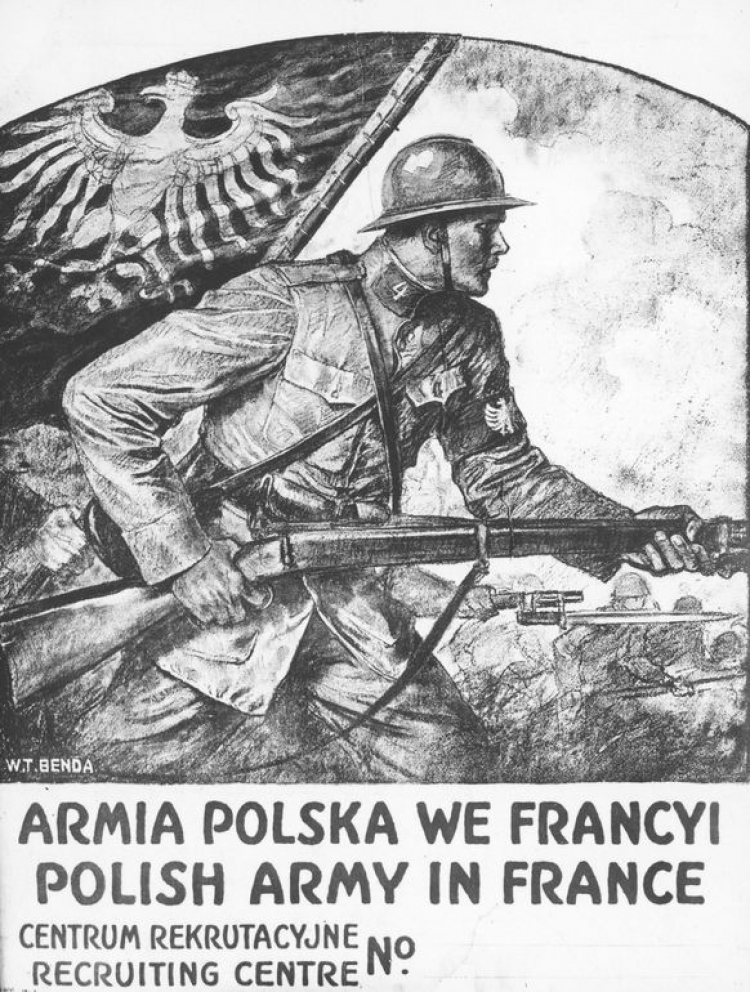 Plakat rekrutacyjny Armii Polskiej we Francji. Źródło: NAC