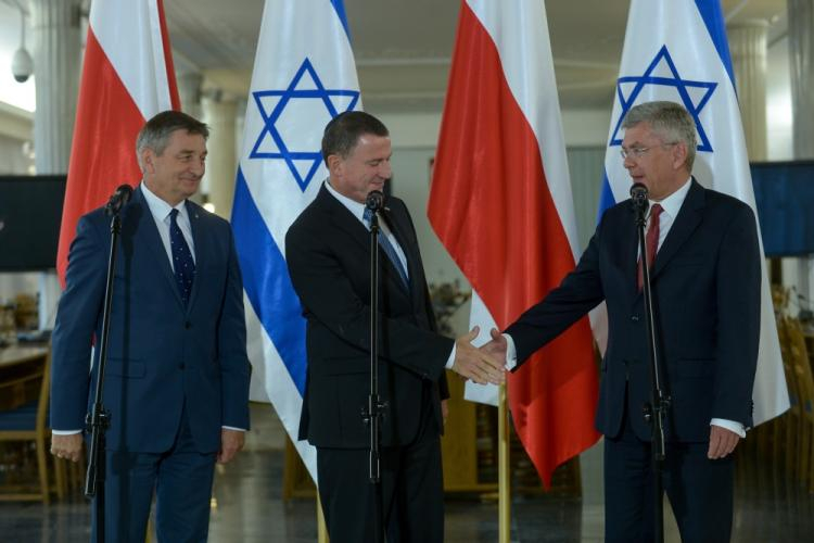  Marszałek Sejmu RP Marek Kuchciński, marszałek Senatu RP Stanisław Karczewski i przewodniczący izraelskiego Knesetu Yuli Yoel Edelstein w Sejmie. Warszawa, 03.07.2017. Fot. PAP/M. Obara