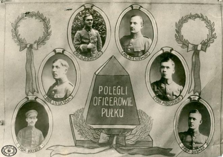 Polegli w wojnie polsko-bolszewickiej oficerowie 55. Poznańskiego Pułku Piechoty. Źródło: CAW