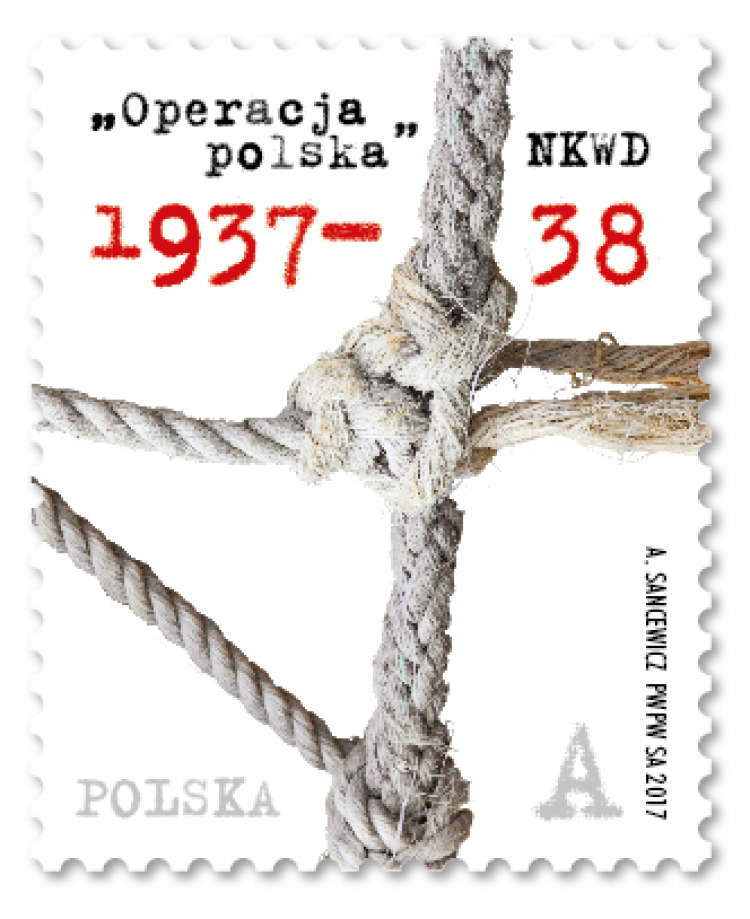 Okolicznościowy znaczek pocztowy "+Operacja polska+ NKWD 1937–38"