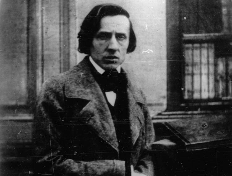 Reprodukcja fotografii Fryderyka Chopina z 1848 r. Fot. PAP/CAF