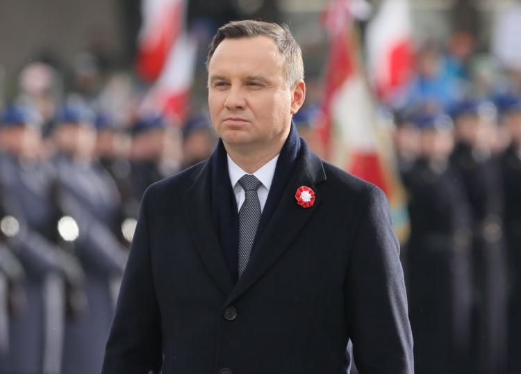 Prezydent Andrzej Duda przed Grobem Nieznanego Żołnierza w Warszawie. 11.11.2017. Fot. PAP/P. Supernak