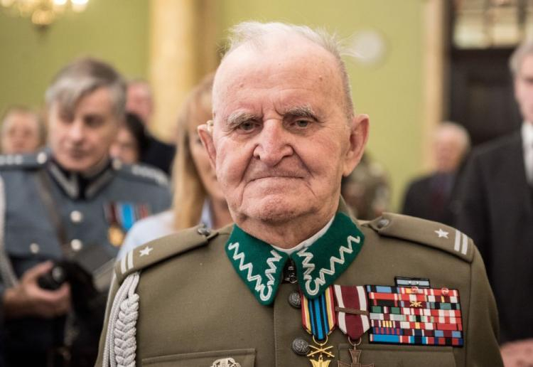 Mjr Bolesław Kowalski podczas jubileuszu swoich 100. urodzin w 2017 r. Fot. PAP/T. Koryszko