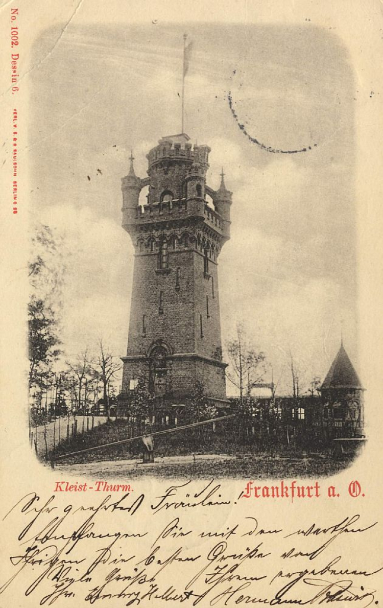 Pocztówka z Wieżą Kleista. Źródło: Wikimedia Commons