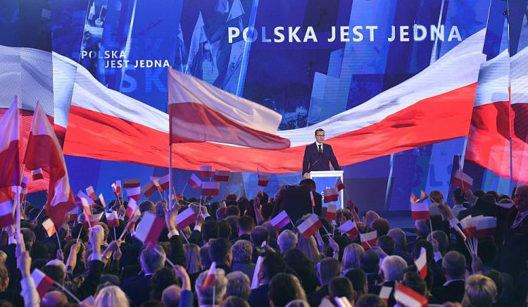 Premier Mateusz Morawiecki podczas Konwencji Prawa i Sprawiedliwości w Warszawie. Fot. PAP/R. Pietruszka