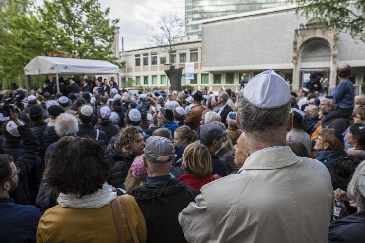 Wiec przeciwko antysemityzmowi. Berlin, 25.04.2018. Fot. PAP/EPA