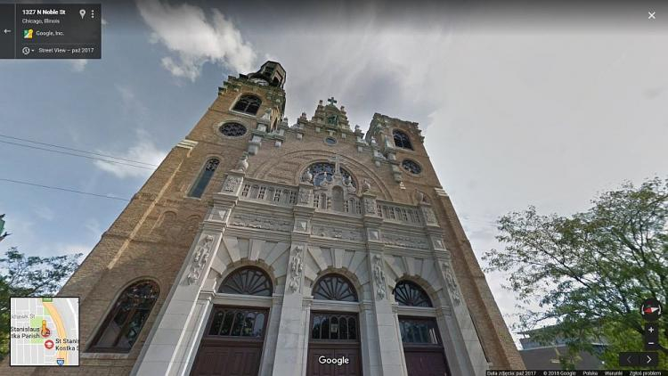 Kościół św. Stanisława Kostki w Chicago. Źródło: Google Maps - Street View