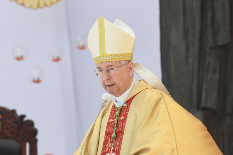 Przewodniczący Konferencji Episkopatu Polski metropolita poznański abp Stanisław Gądecki podczas mszy świętej ku czci św. Stanisława, w krakowskim Sanktuarium Męczeństwa św. Stanisława Biskupa na Skałce. Fot. PAP/J. Bednarczyk