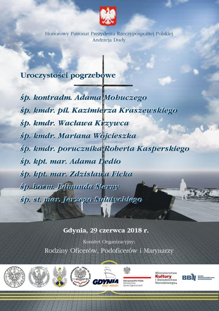 Uroczystości pogrzebowe 9 marynarzy - ofiar zbrodni komunistycznej na gdyńskim Cmentarzu Marynarki Wojennej