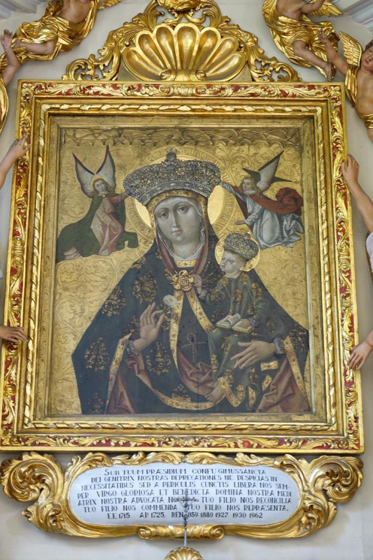 XVI-w. obraz Matki Bożej z dmuchawcem z kościoła w Kończycach Małych na Śląsku Cieszyńskim. Źródło: ks. S. Tracz