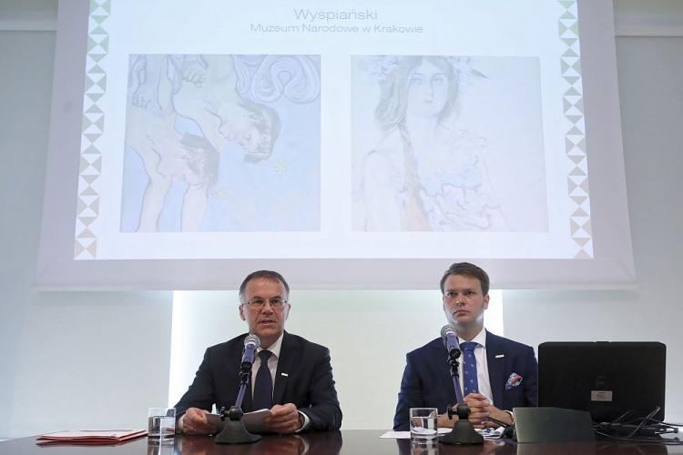 Wiceminister kultury Jarosław Sellin (L) i dyrektor Biura Programu "Niepodległa" Jan Kowalski. Warszawa, 12.06.2018. Fot. PAP/P. Supernak