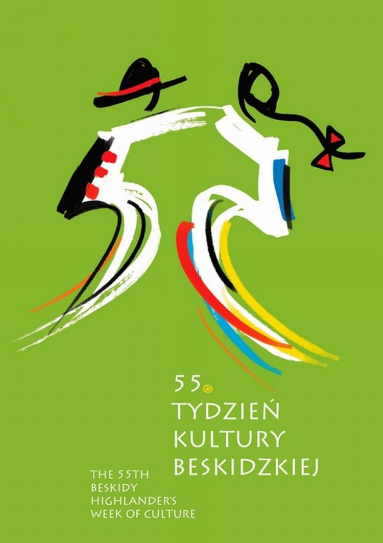 Plakat 55. Tygodnia Kultury Beskidzkiej. Źródło: Regionalny Ośrodek Kultury w Bielsku-Białej