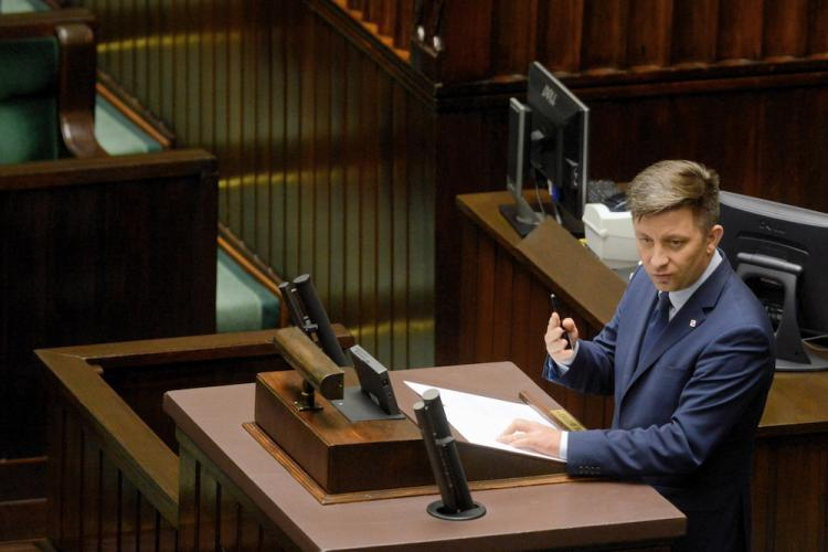 Szef Kancelarii Prezesa Rady Ministrów Michał Dworczyk na sali sejmowej, 5 bm. Fot. PAP/J. Kamiński