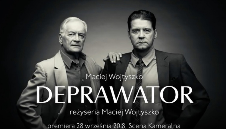 Plakat spektaklu „Deprawator”, reż. Maciej Wojtyszko. Źródło: Teatr Polski w Warszawie/K. Chmura-Cegiełkowska