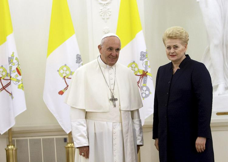 Spotkanie prezydent Litwy Dalii Grybauskaite i papieża Franciszka. Wilno, 22.09.2018. Fot. PAP/EPA