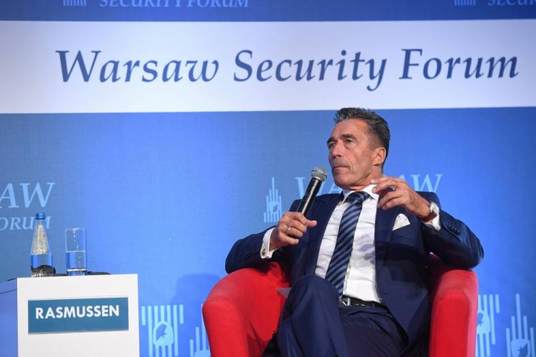 Warszawa, 24.10.2018. Były sekretarz generalny NATO Anders Fogh Rasmussen podczas pierwszego dnia obrad Warsaw Security Forum 2018, zorganizowanego w Warszawie przez Fundację im. Kazimierza Pułaskiego we współpracy z Biurem Bezpieczeństwa Narodowego. Fot. PAP/R. Pietruszka