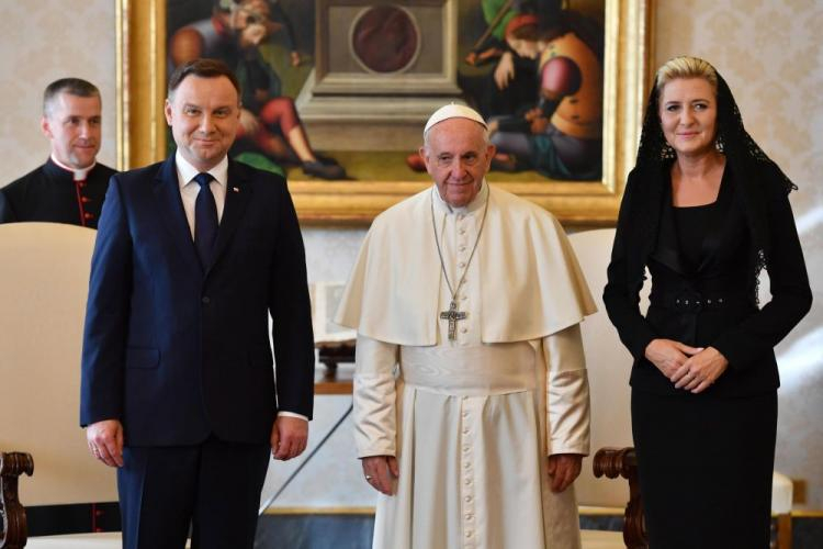 Prezydent Andrzej Duda, papież Franciszek, Agata Kornhauser-Duda. Fot. PAP/EPA