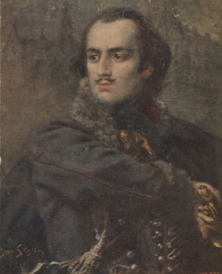 Gen. Kazimierz Pułaski - pocztówka z obrazem Jana Styki. Źródło: CBN Polona
