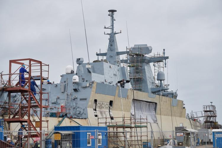 Gdynia, 29.05.2017. Polski okręt patrolowy ORP Ślązak budowany w Stoczni Marynarki Wojennej w Gdyni, 29 bm. Fot. PAP/A. Warżawa