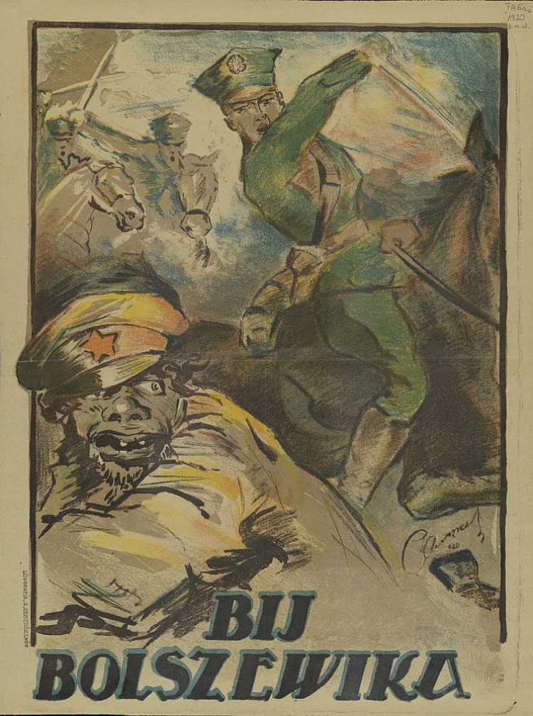 Plakat „Bij bolszewika”. Źródło: CBN Polona