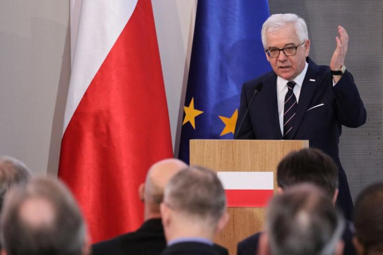 Minister spraw zagranicznych RP Jacek Czaputowicz podczas wystąpienia inaugurującego debatę ekspercką „Dyplomacja w służbie Rzeczypospolitej 1918-1939”, zorganizowaną w Belwederze z okazji Dnia Służby Zagranicznej. PAP/P. Supernak