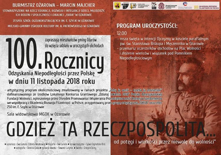 Obchody 100. rocznicy odzyskania przez Polskę niepodległości w Ożarowie