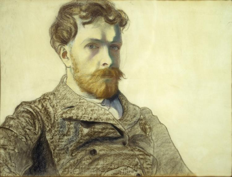 Kraków 07.1986. Stanisław Wyspiański - Autoportret, pastel na papierze, 1903 r., Muzeum Stanisława Wyspiańskiego (oddział Muzeum Narodowego w Krakowie). Fot. PAP/reprodukcja