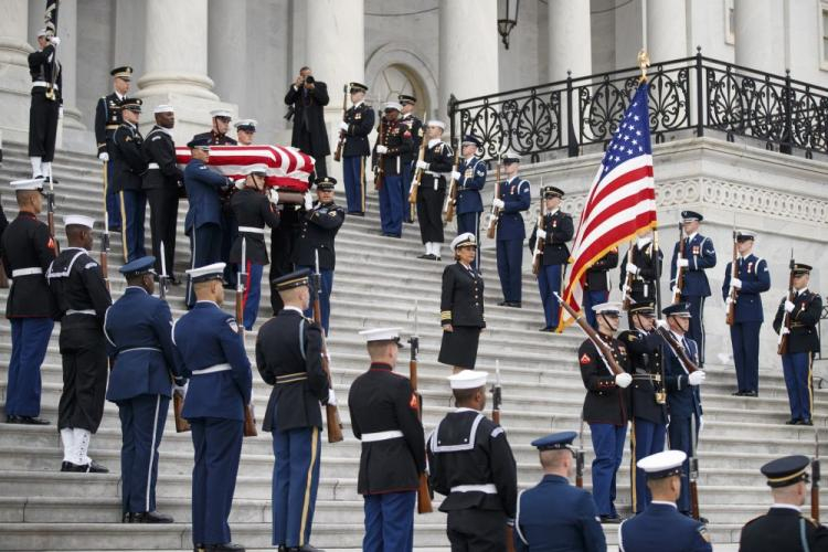 Waszyngton, USA, 05.12.2018 r. Uroczystości pogrzebowe George'a W.H. Busha. Fot. PAP/EPA/S. Thew