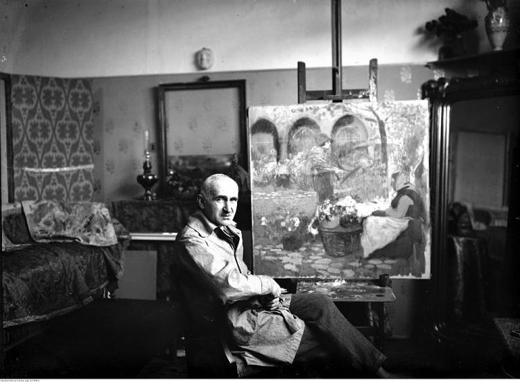 Alfons Karpiński w swojej pracowni. 1926 r. Fot. NAC