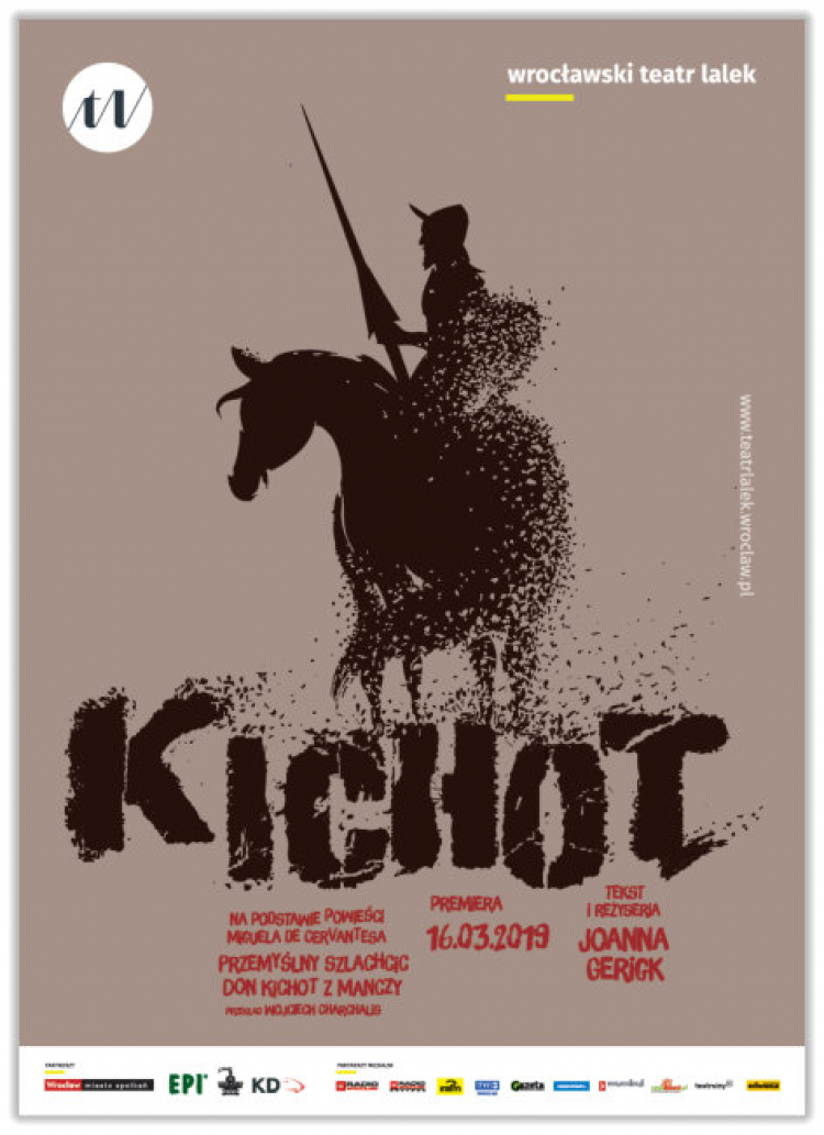 Plakat spektaklu „Kichot” we Wrocławskim Teatrze Lalek. Źródło: Wrocławski Teatr Lalek