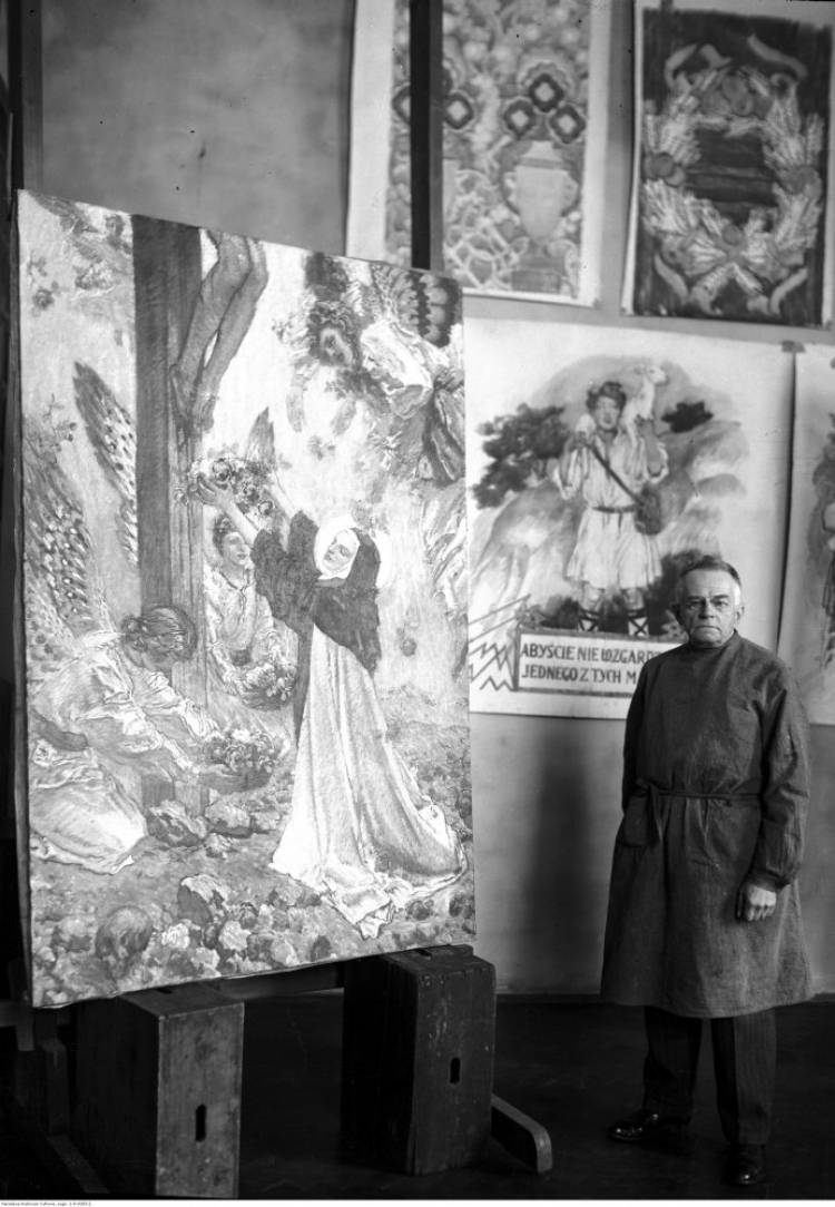 Józef Mehoffer w swojej pracowni. 1933 r. Fot. NAC