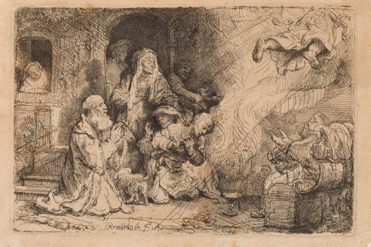 „Archanioł Rafael opuszczający rodzinę Tobiasza” Rembrandta van Rijn