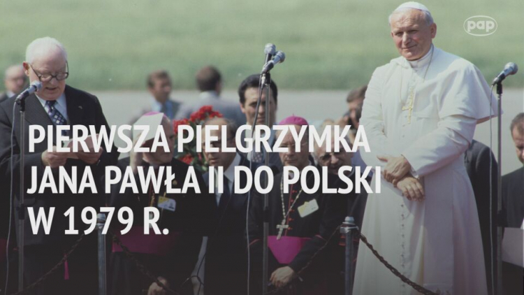Pierwsza pielgrzymka Jana Pawła II do Polski w 1979 r. Fot. Serwis Wideo PAP