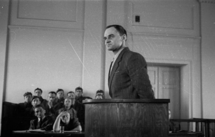 Rotmistrz Witold Pilecki podczas procesu przed Wojskowym Sądem Rejonowym w Warszawie. 03.1948. Fot. PAP/CAF