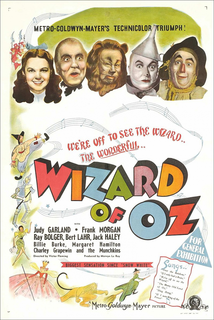 Plakat filmu „Czarnoksiężnik z krainy Oz”. Źródło: Wikimedia Commons
