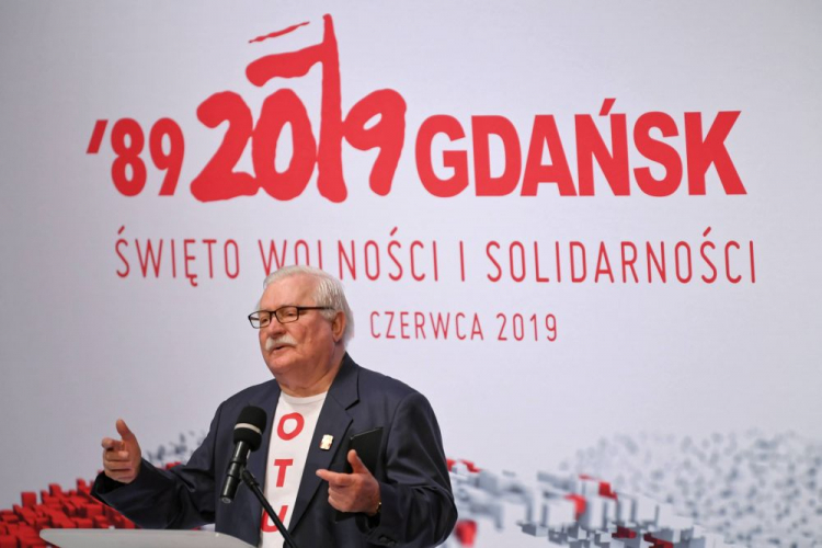 Gdańsk, 04.06.2019. Był prezydent Lech Wałęsa podczas Międzynarodowego Forum Obywatelskiego "1989-2019. Narodziny nowej Europy". PAP/A. Warżawa