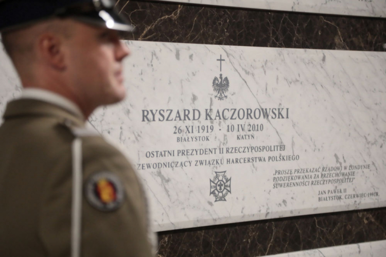 Warszawa, 19.07.2019. Grób Ryszarda Kaczorowskiego w Panteonie Wielkich Polaków w Świątyni Opatrzności Bożej w Warszawie.   PAP/J. Kamiński