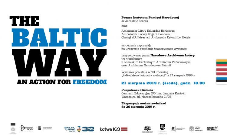 Wystawa „The Baltic way – an action for freedom” – Warszawa, 20 lipca – 26 sierpnia 2019. Źródło: IPN