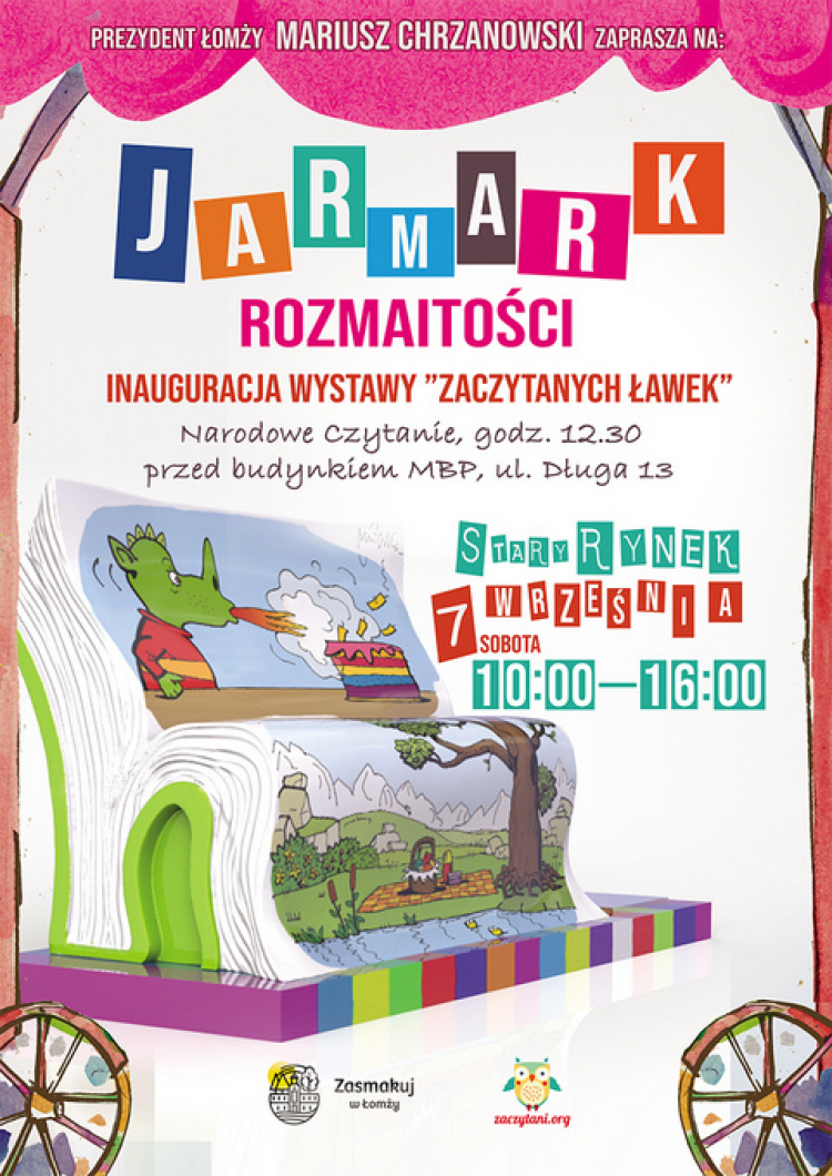 Jarmark Rozmaitości w Łomży - inauguracja wystawy „Zaczytanych Ławek"