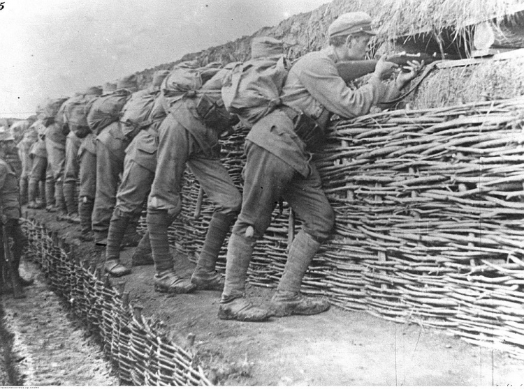 Walki II Brygady Legionów Polskich na froncie wschodnim w Bukowinie - działania wojenne w Rarańczy. 1915 r. Fot. NAC