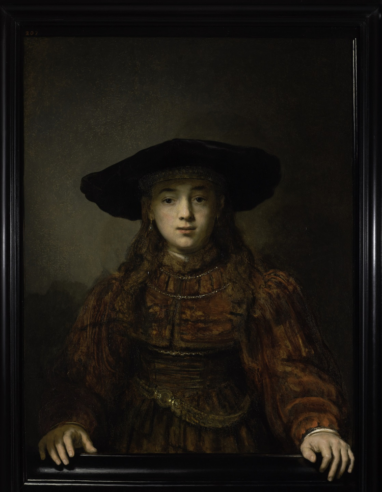 Dziewczyna w ramie obrazu - wystawa "36 x Rembrandt" 