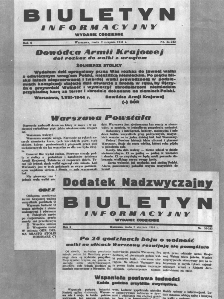 Powstanie Warszawskie - „Biuletyn Informacyjny”, wydanie z 2 sierpnia 1944 r. Fot. PAP/CAF