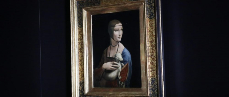 „Dama z gronostajem” Leonarda da Vinci, prezentowana w Muzeum Książąt Czartoryskich w Krakowie. Źródło: www.gov.pl