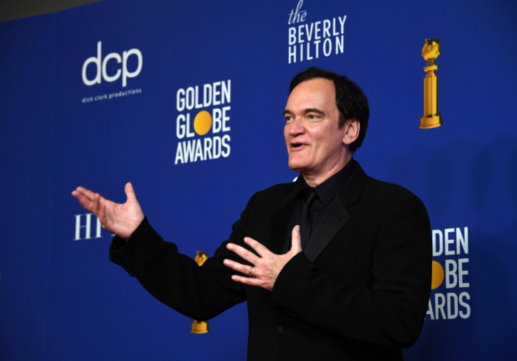 05 12 2019. Los Angeles. Quentin Tarantino w trakcie sesji zdjęciowej po uroczystości rozdania Złotych Globów. Fot. PAP/EPA