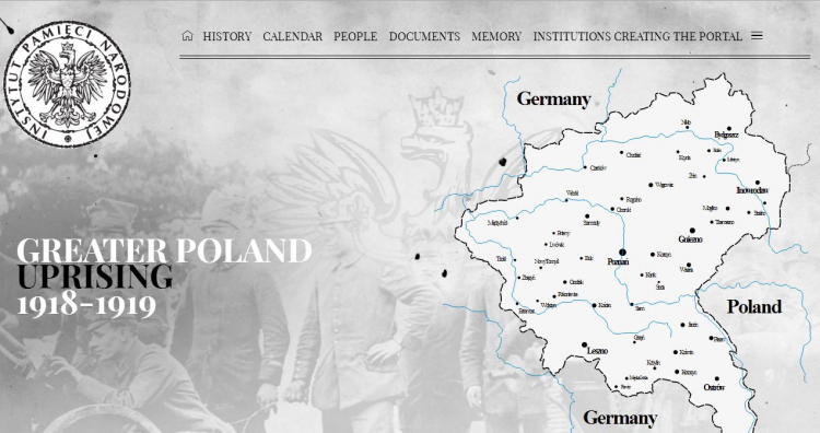 Anglojęzyczną wersję portalu poświęconego Powstaniu Wielkopolskiemu. Źródło: greaterpolanduprising.eu
