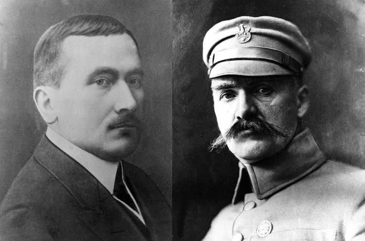 Roman Dmowski i Józef Piłsudski. Fot. PAP/CAF/Reprodukcja