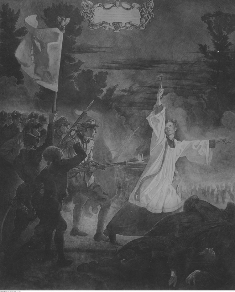 „Śmierć księdza Skorupki” – obraz Jana Henryka Rosena. Fot. NAC