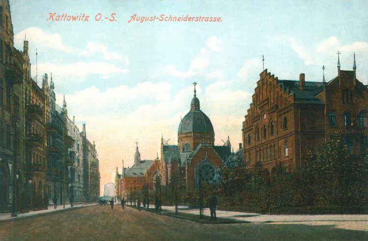 Synagoga na pocztówce z początku XX wieku. Źródło: Wikimedia Commons