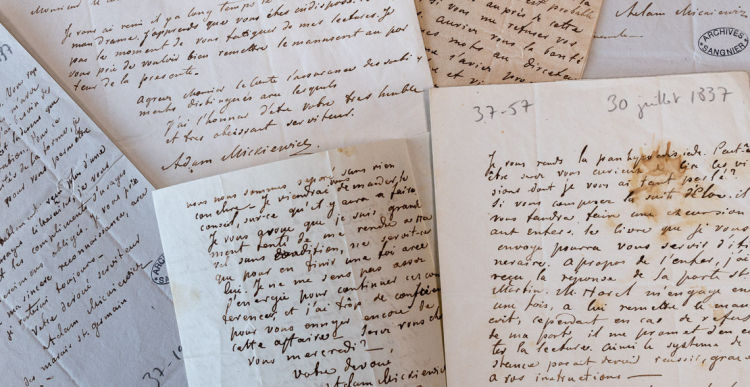 Sześć listów Adama Mickiewicza do Alfreda de Vigny. Źródło: Biblioteka Narodowa