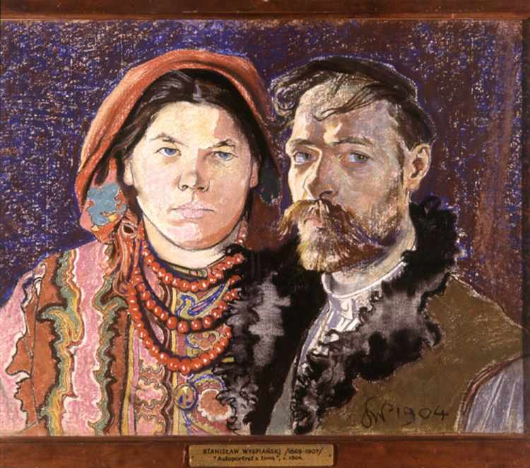 Stanisław Wyspiański – autoportret z żoną, 1904 r. Fot. PAP/Reprodukcja/W. Kryński, G. Rogiński